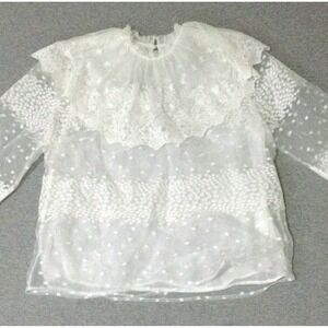 ZARA blouse Size small polyester blend With Lace see through embroidery